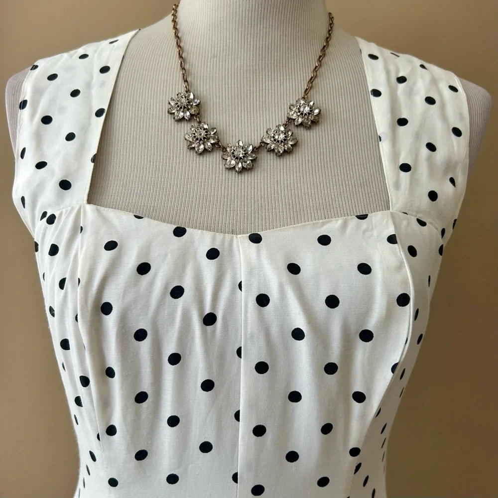 Vintage 90s The Limited Polka Dot Cross Back Dress Black White Open Back Size 6